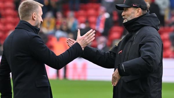 Klopp and Potter embrace after the game