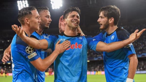 Giovanni Simeone celebrates his goal in the 4-1 win over Liverpool last September