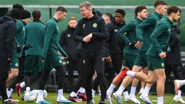 Stephen Kenny with his squad on the eve of the vital France qualifier