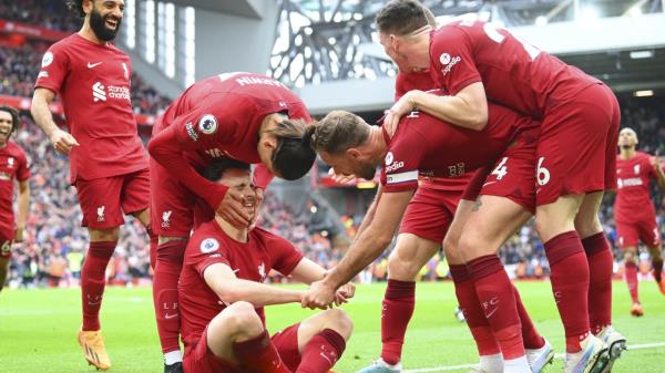 Jota (seated) came on as a substitute and scored Liverpool's winning goal against Tottenham.