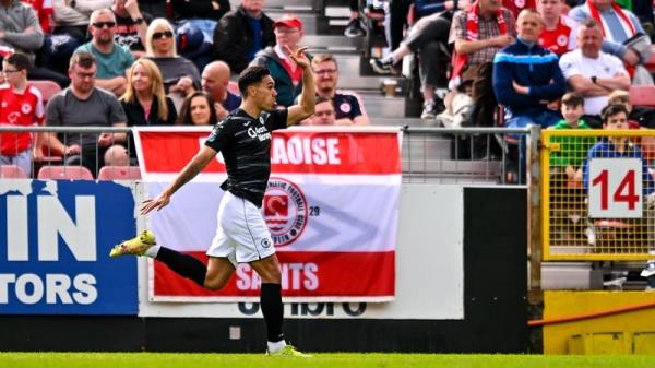 Max Mata celebrates after heading home the o<em></em>nly goal at Richmond Park