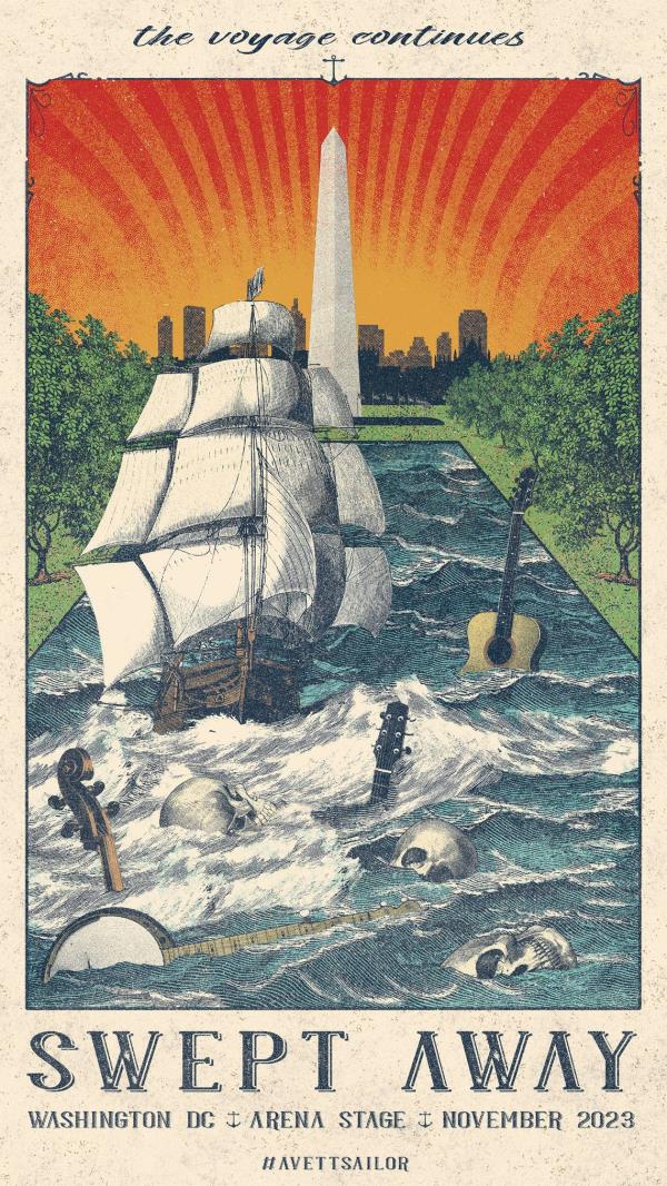 The Avett Brothers commissio<em></em>ned this posted by Tortuga Design Studio for the “Swept Away” run at Arena Stage in Washington, D.C.